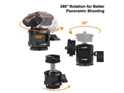 Cabeça De Bola Mini Multifuncional Giratória 360° De Alumínio Com Parafuso De 1/4" E Base Fria Para Câmera Dslr, Luz Led E Microfone