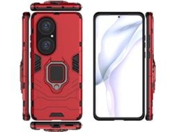Capa Anel Giratório Protetora para Huawei Huawei P50 Pro HONGWE. com Anel de Suporte Vermelho