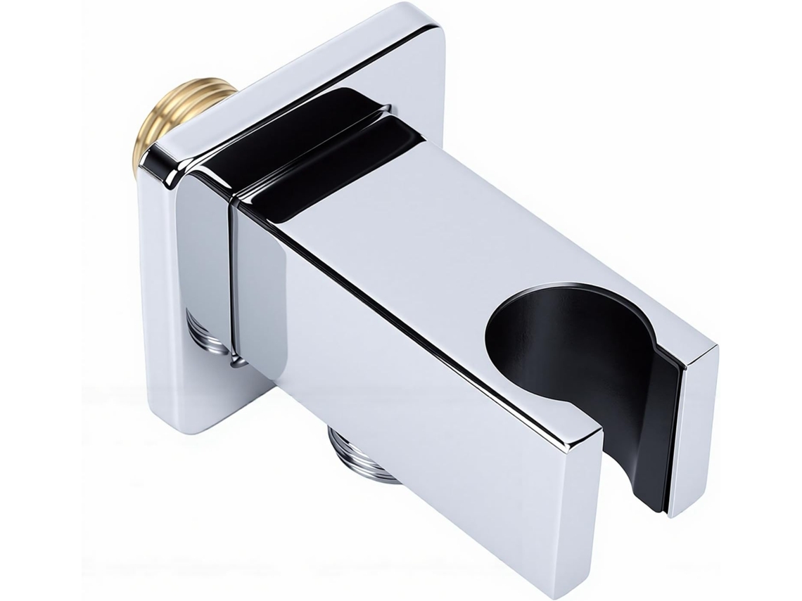 Suporte De Parede Para Chuveiro Mão Cryfokt, Design Quadrado Em Aço Inoxidável Com Cotovelo E Flange De Abastecimento