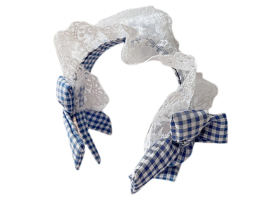Faixa De Cabelo Elegante Com Laço E Renda, Para Lavar O Rostoblue