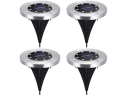 Conjunto De 4 Painéis Solares Com Luzes Led De Jardim Para Plantio, Luz Branca Aquaforge