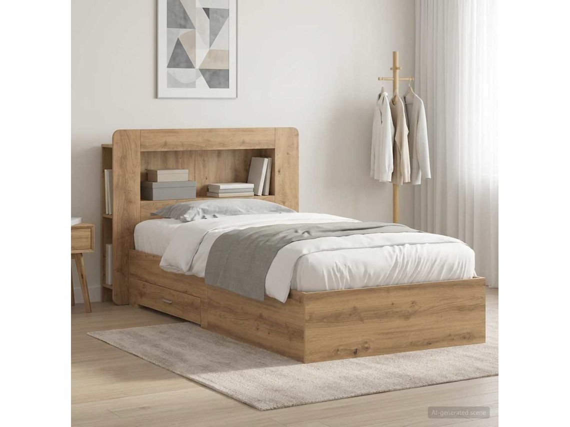 Vidaxl Estrutura De Cama Com Armazenamento Carvalho Arttisan