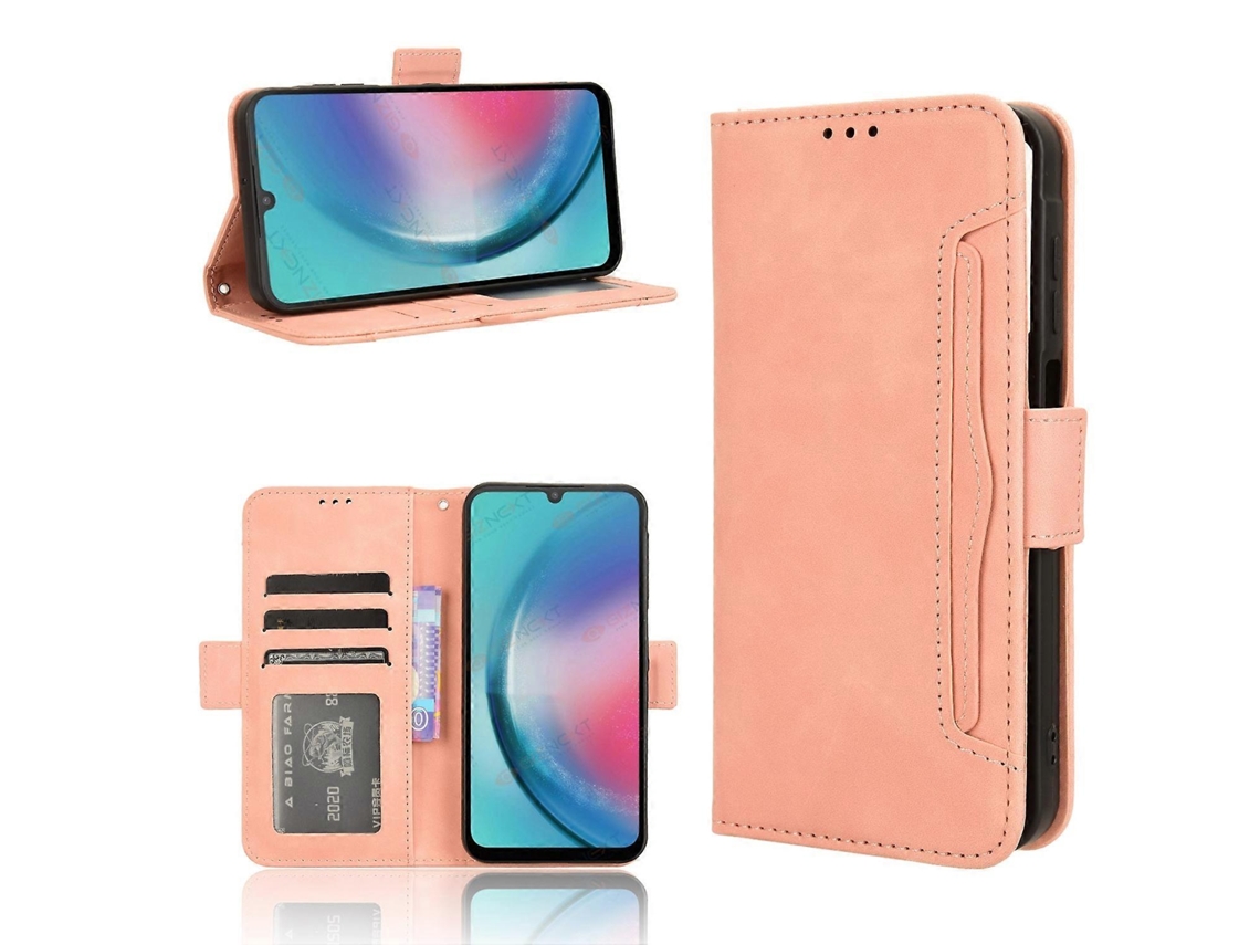 Capa De Celular Em Couro Com Textura De Bezerro E Compartimentos Para Cartões Para Samsung Galaxy C55 / M55 5g