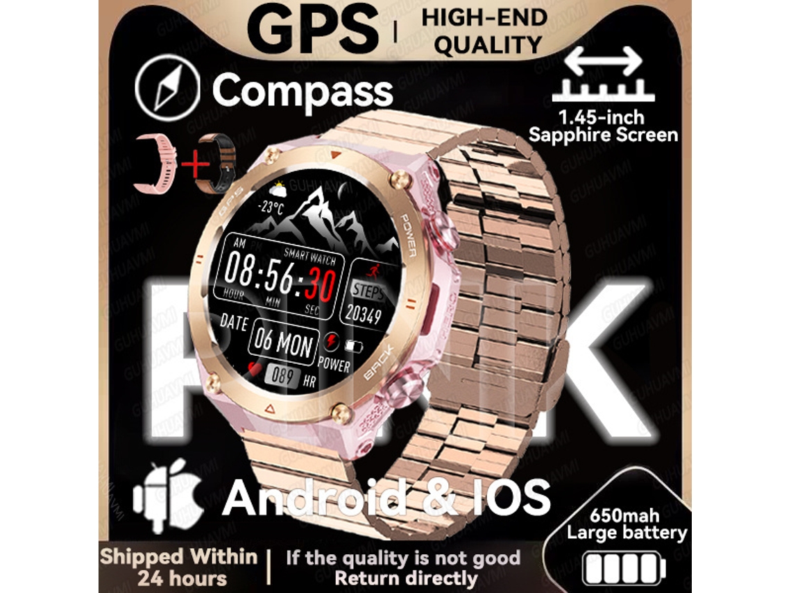 Novo Relógio Inteligente Com Rastreador Gps, Tela Ultra Hd De 1,45 Polegadas E Bússola Para Celular Android E Ios Mdug