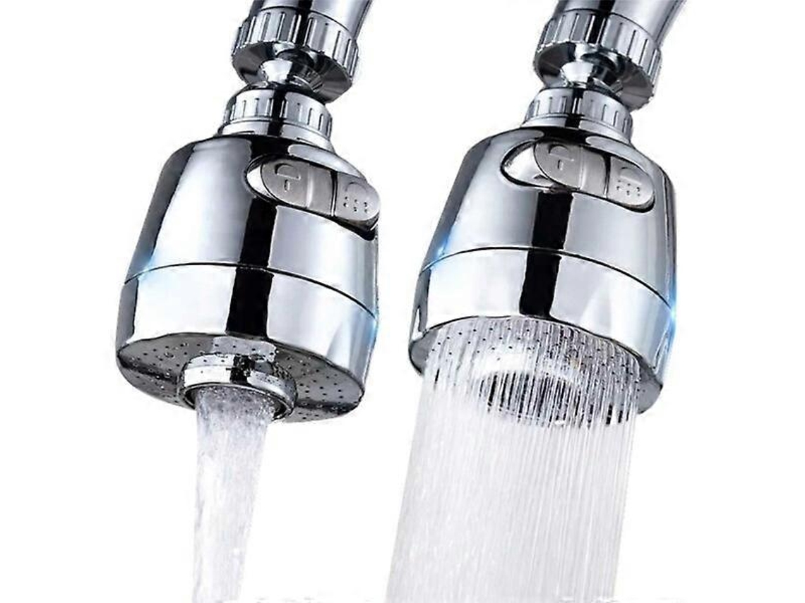 Adaptador de Grifo de Cozinha com Bico Rotatório 360 Graus e Chuveiro Prateado, 1 Peça