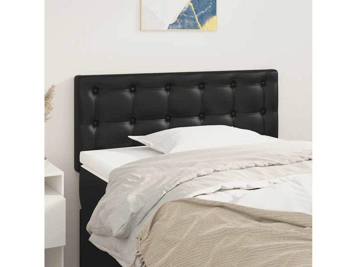 Vidaxl Cabeceira De Cama Couro Artificial 80x5x78/88 Cm Preto