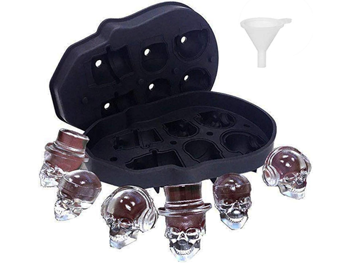 Cubo De Gelo Silicone Em Formato Caveira, Cubo De Gelo Silicone 3d Em Formato Caveira, Com Mini Funil, Perfeito Para Uísque