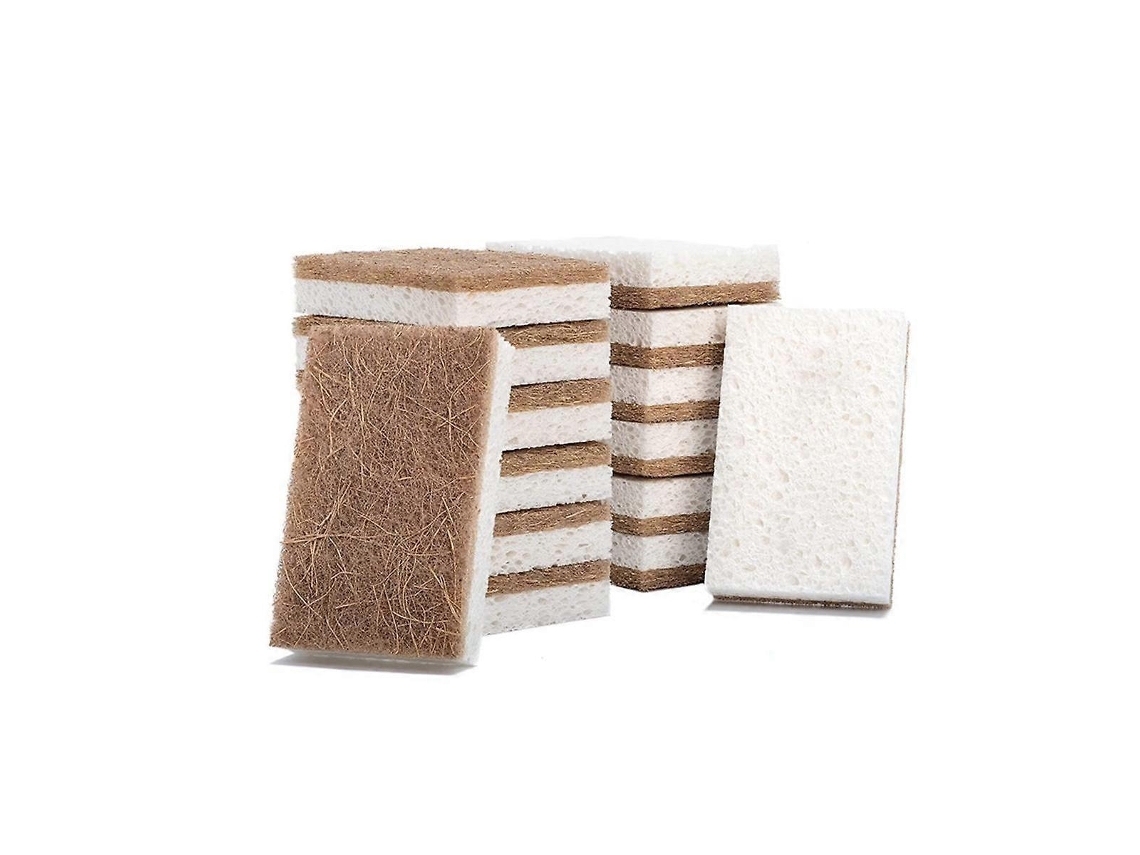 16 Esponjas Biodegradáveis De Celulose E Escovas De Coco Ecológicas Para Cozinha