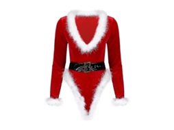 Fantasia De Natal Mrs Claus Traje De Veludo Vermelho Com Penas E Cinto Para Mulheres M