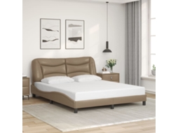 Estrutura Cama Cabeceira 160x200 Cm Couro Artificial Cappuccino