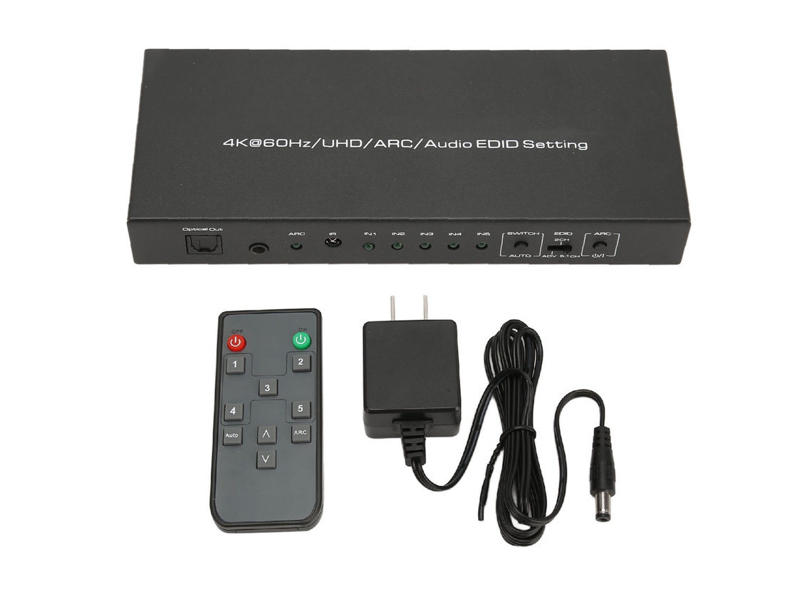 Extractor Hdmi Hdr Com 5 Portas E Controle Remoto