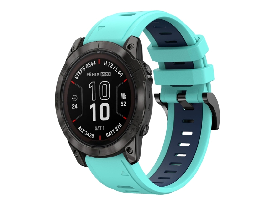 Bracelete Silicone Esportivo para Garmin Fenix 7x Pro XIAOMOYU (26mm) Verde Menta e Azul meia noite