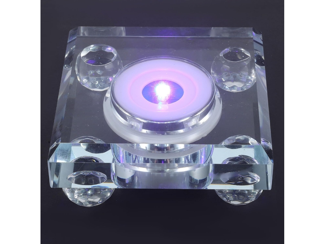 Cristal Transparente Led Quadrada 80×80 Exibição Multicolorida Objetos Vidro Luminária Suporte Iluminado Base GOKOCO