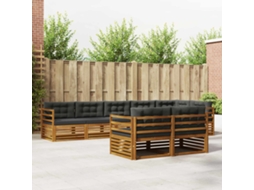 Vidaxl Conjunto De Sofás Para Exterior 8 Unid. Natural E Antracite