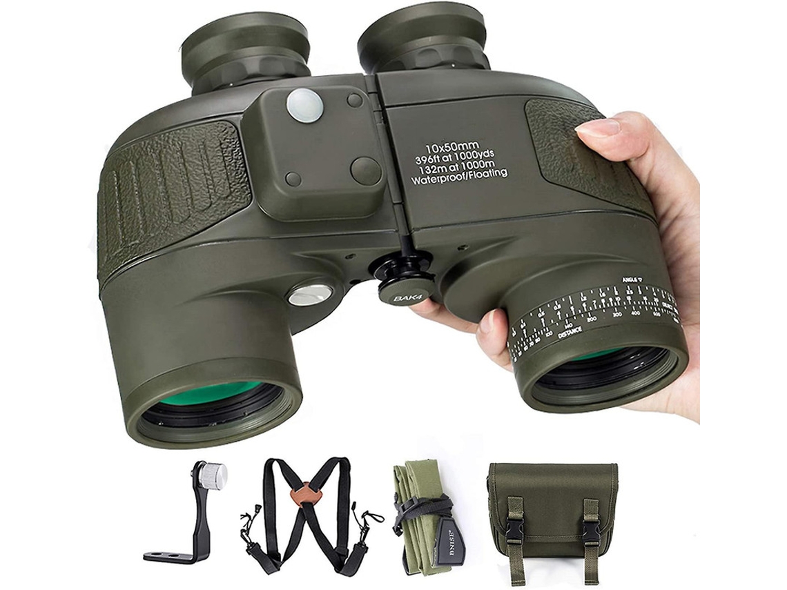 Binóculos 10x50 Adultos Safári Vida Selvagem Bússola Telêmetro Cinta Torácica Camuflagem Militar Ip68 Exército Verde Bestvite