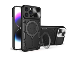 Capa Para Iphone 16 Pro Max - Textura De Cd - Suporte Magnético Deslizante - Proteção Para Câmera