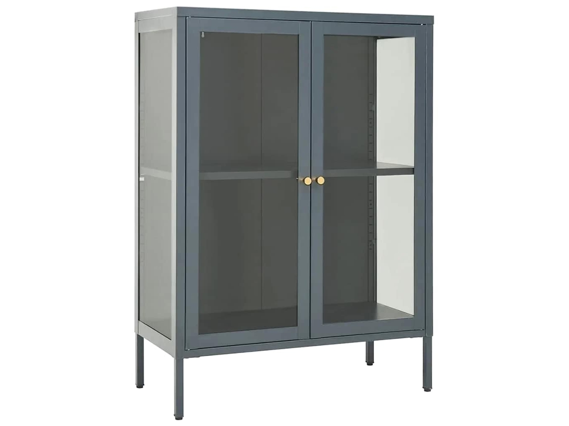 Aparador 75x35x105 Cm Vidro e Aço Antracite MAISON EXCLUSIVE