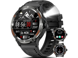 Smartwatch Bestvite Kt76 Robusto Masculino De 1,53 Polegadas Com Luz Led Forte 3 Modos De Lanterna 500mah - Preto