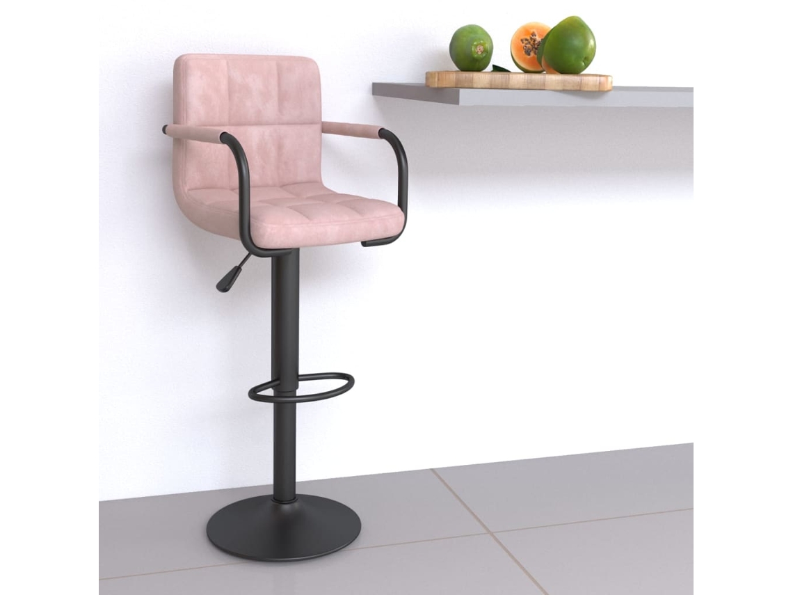 Vidaxl Banco De Bar Veludo Rosa