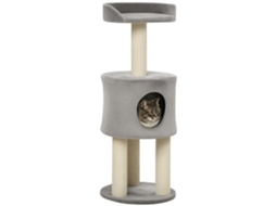 Árvore para Gatos com Postes para Arranhar, Sisal Natural, Árvore para Escalar, Toca e Plataforma de Pelúcia, 103 Cm de Altura, Cinza ESSÊNCIACASA