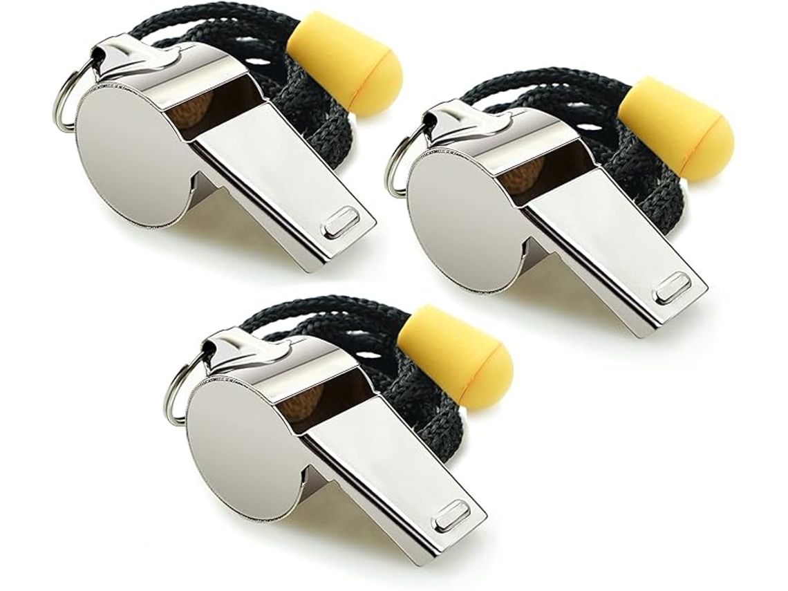 Conjunto de 3 Apitos esportivos AQUAFORGE, em aço inoxidável