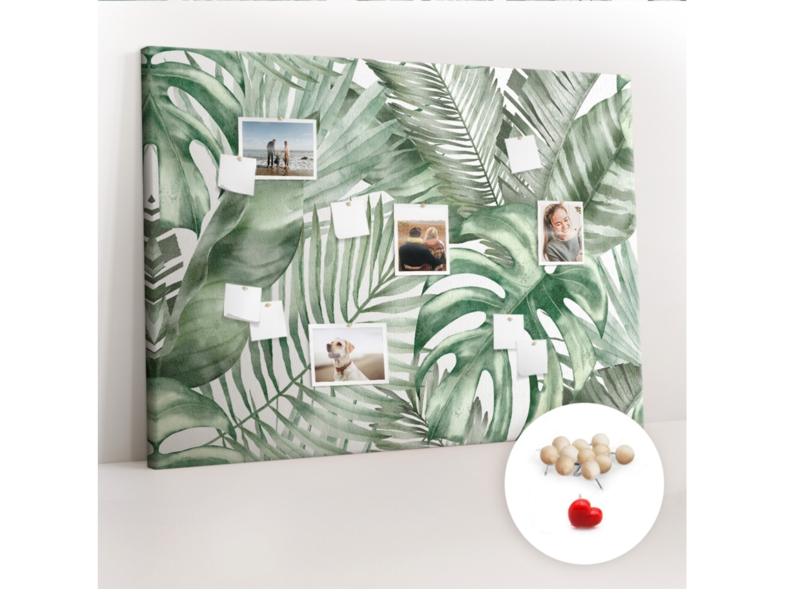Quadro De Cortiça Com Impressão Folhas De Plantas Para O Corredor Espelharte (140x100 Cm)