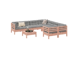 Vidaxl 9 Pcs Conj. Sofás Jardim C/ Almofadões Madeira Abeto de douglas