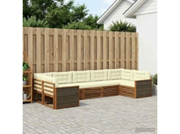 Vidaxl Conjunto De Sofás Para Exterior 7 Pcs Natural E Creme