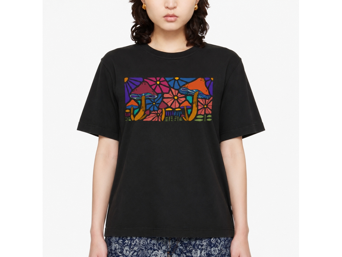 Camiseta Kyra Rockinstone Shrooms And Flowers - Estilo de Designer Exclusivo
