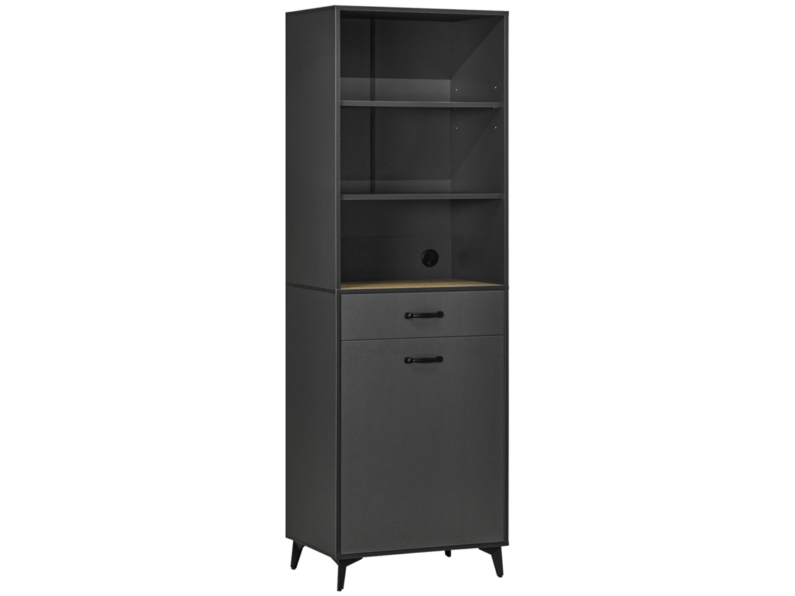 Buffet alto industrial, cinza, aspecto de Carvalho Claro BTFORUS