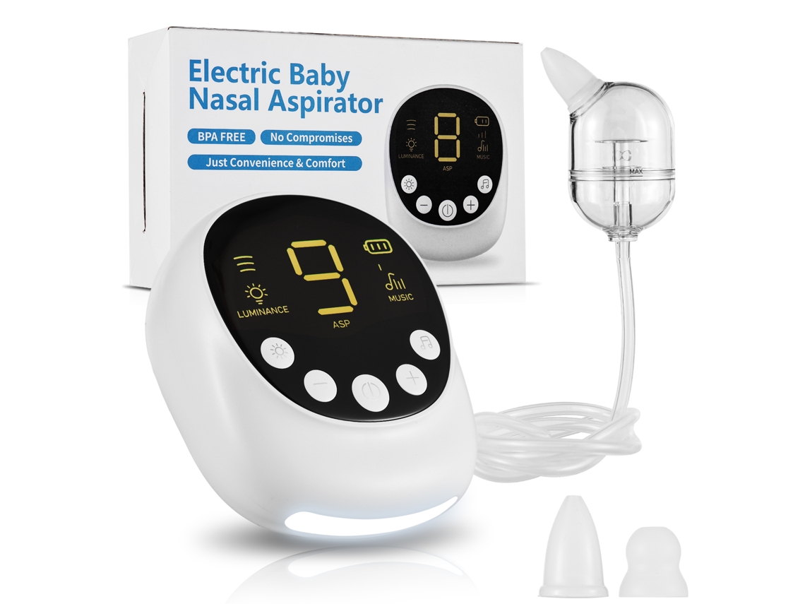 Mali aspirador Nasal Elétrico para Bebê 9 Níveis Luz Noturna Música Suave Bateria Integrada