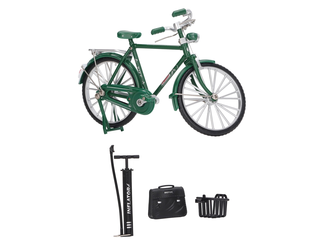 Mali modelo de Bicicleta de Liga 1:10 Miniatura Simulação com Bomba Maleta Cesto Verde