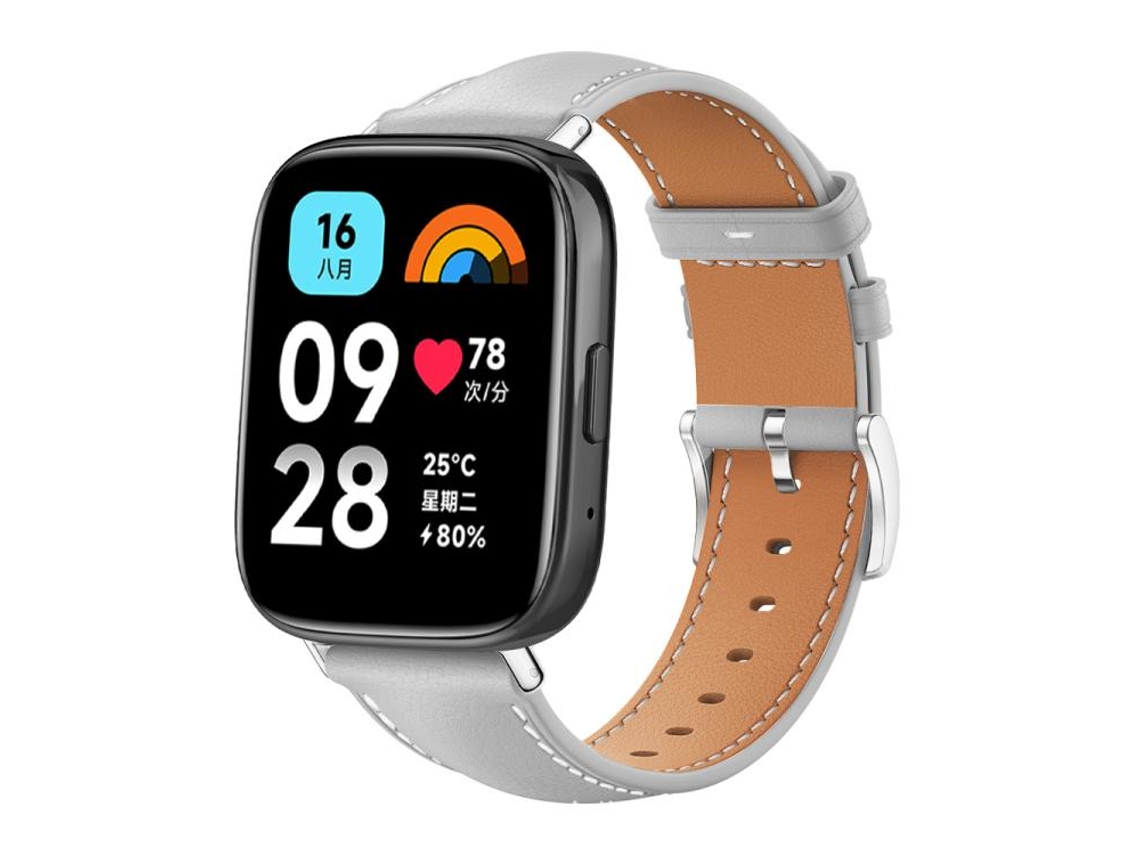 Bracelete para Redmi Watch 3 Active / Lite Couro Preto Cabeça Chata Textura de Tubarão Cinza XIAOMOYU (20mm)