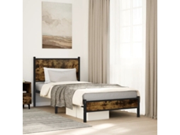 Vidaxl Estrutura De Cama Sem Colchão 90x190 Cm Metal Carvalho Fumado