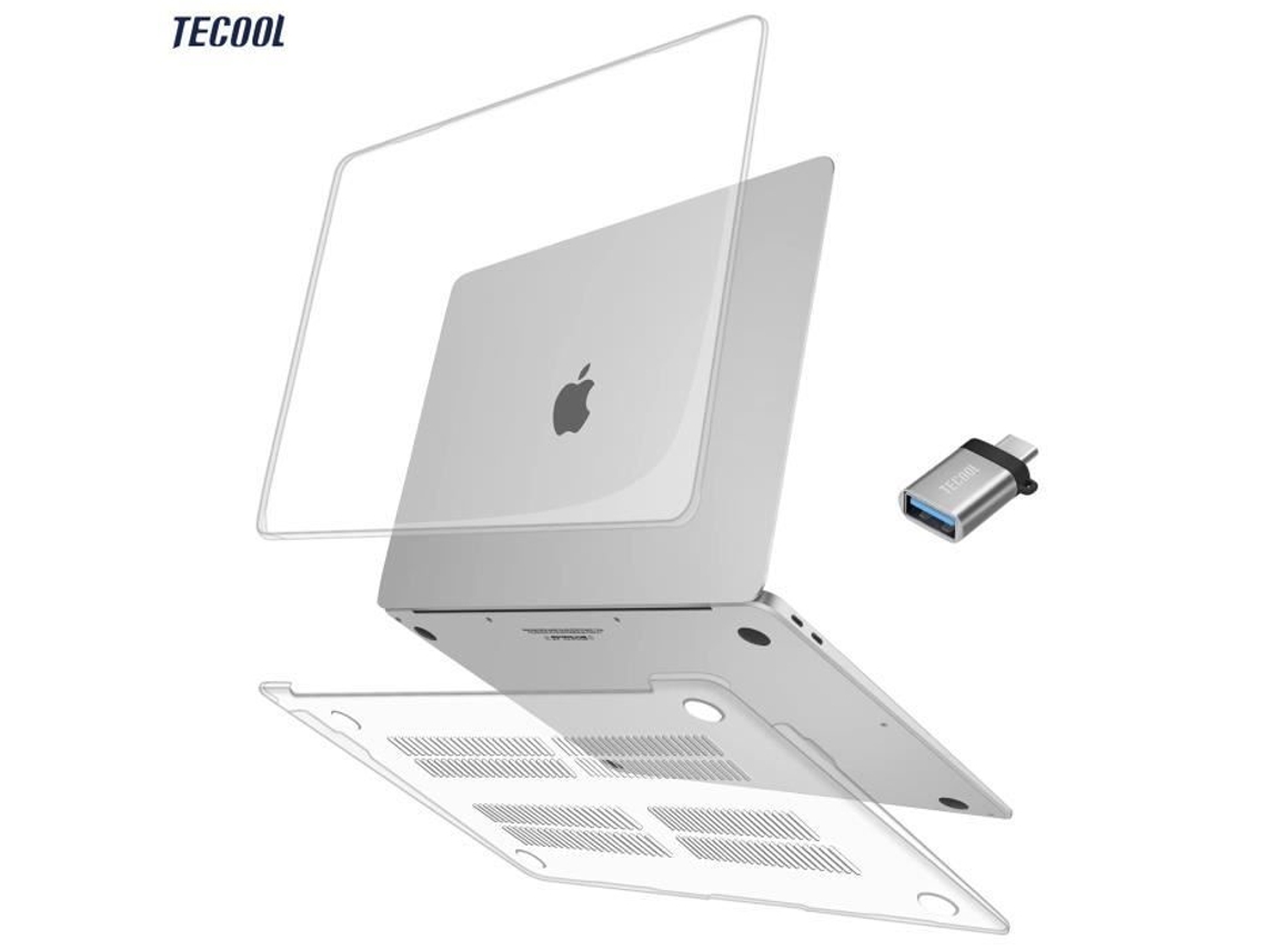 Tecool Macbook Air 13 Polegadas 2021 2020 2019 2018 A2337 A2179 A1932 Capa Touch Id Fina E Rígida Adaptador Usb C Transparente Brilvibera (m1)