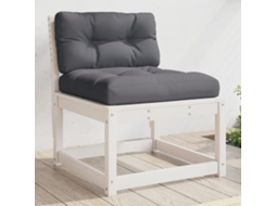 Vidaxl Sofá Para Jardim C/ Almofadões Pinho Maciço Branco