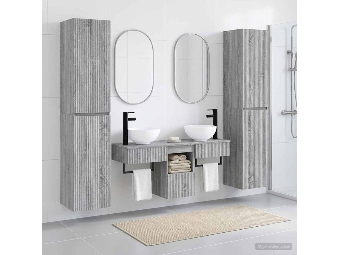 Vidaxl Conjunto De Móveis Para Banheiro 5 Unid. Sonoma Cinzento