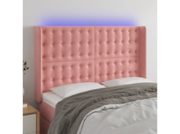 Cabeceira De Cama C/ Luzes Led Veludo 147x16x118/128 Cm Rosa Lovely Home
