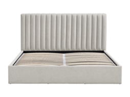 Cama Com Cofre Saraneli VENTE-UNIQUE.PT Cinzento Claro 180 X 200 Cm - Sem Colchão - Com Estrado