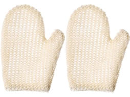 Conjunto De 2 Luvas De Banho Esfoliantes Em Sisal Bege, Confortáveis Para O Banho, Que Proporcionam Uma Sensação Relaxante.