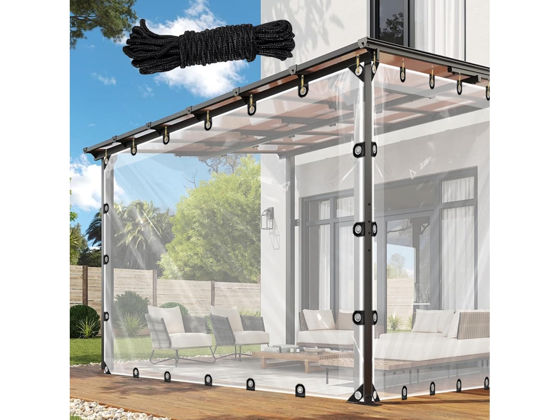 8mil Clear Pvc Tarpaulins 6 2x6 2ft, Waterproof Wind Proof Transparent Vinyl Tarp For Patio Pergola Garden Canopy