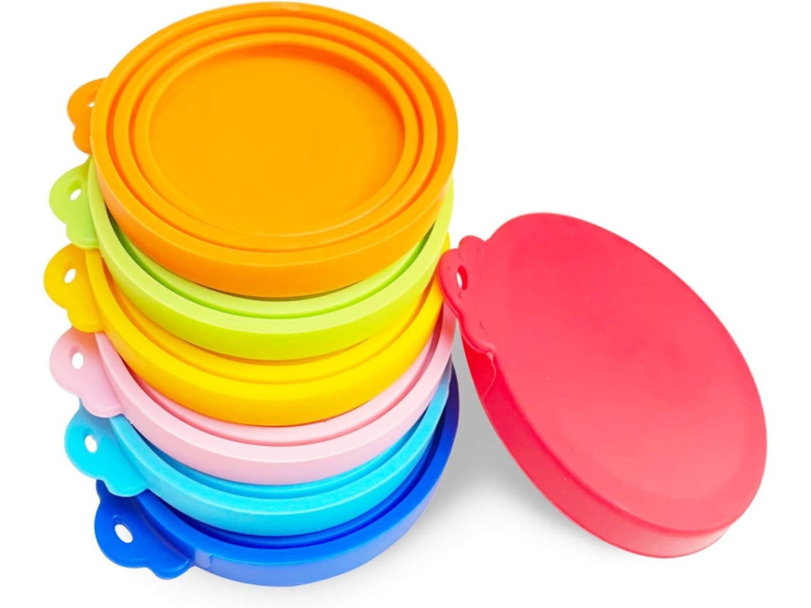 Conjunto De 7 Tampas De Silicone Para Potes De Ração De Animais De Estimação