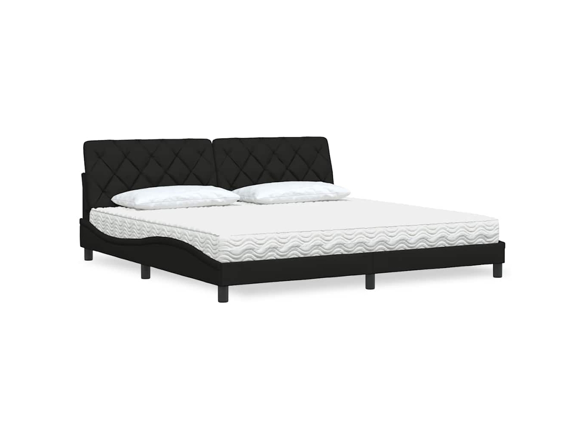 Vidaxl Cama Com Colchão 200x200 Cm Tecido Preto