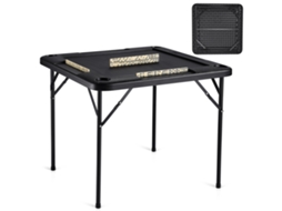 VEVOR Mahjong Tabela 4 Jogador Folding Card Table & 4 Porta-Copos Bandejas de Chip Preto