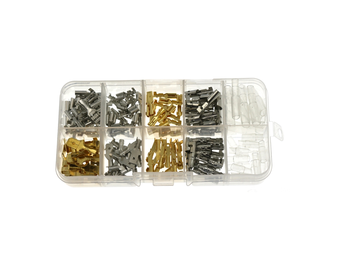 Kit com 150 terminais de fio tipo pá, conectores macho e fêmea de 6,3/4,8/2,8 mm para carros e motocicletas.