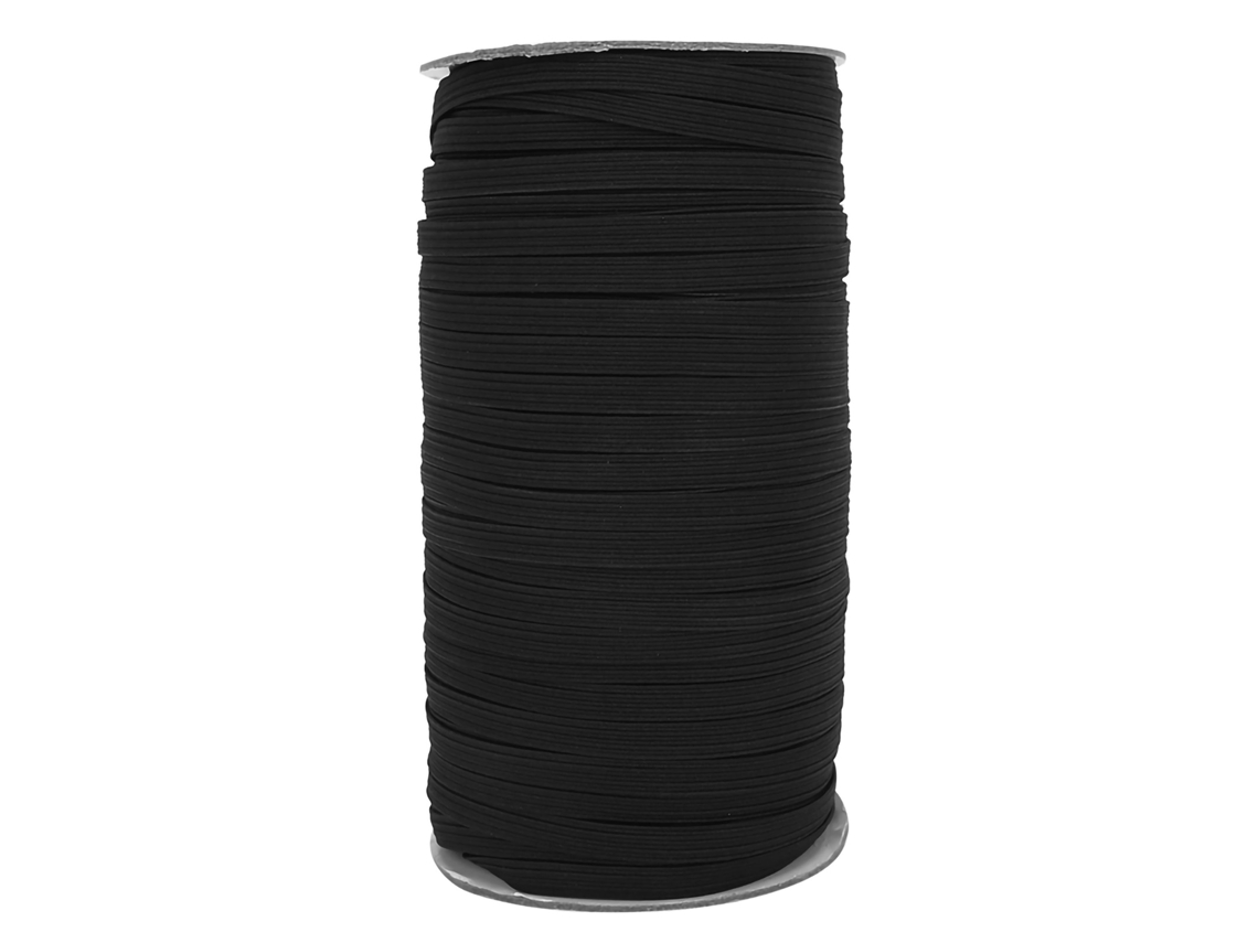 Cordão elástico plano de 0,6 cm x 90 m, preto CHABERLU