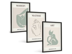Quadros Decorativos Para Parede Figuras Abstratas Em Tons Pastel Moldura Preta Fotos Para O Escritório Espelharte (3 Piezas De 40x60 Cm)