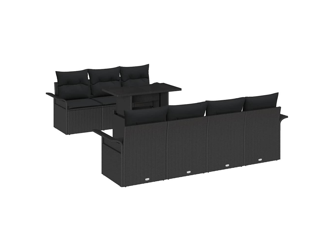 Conjunto 8 Conjunto De Sofá Modular Vidaxl Preto Vime Pe (251 X 179 X 85 Cm)