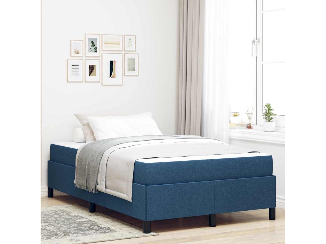 Vidaxl Cama Box Azul 120 X 190 Cm Tecido