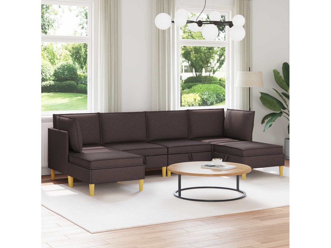 Vidaxl Conjunto De Sofá Modular Com Armazenamento 6 Unid. Tecido